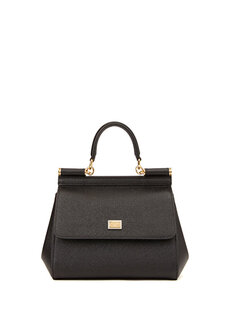 Черная женская кожаная сумка sicily Dolce&amp;Gabbana
