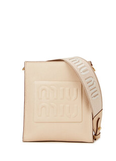 Женская текстурированная кожаная сумка с логотипом powder Miu Miu
