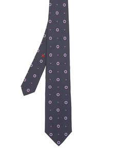Шелковый галстук с цветными блоками и цветочным узором Isaia