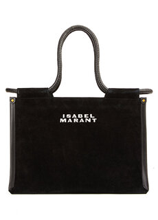 Черная женская кожаная сумка-шоппер toledo с логотипом Isabel Marant
