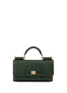 Темно-зеленая женская кожаная сумка с узором Dolce&amp;Gabbana