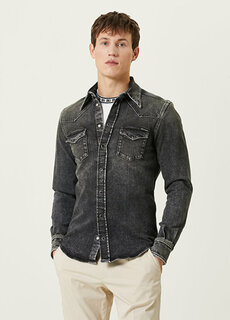 Серая джинсовая рубашка с двумя карманами Dolce&amp;Gabbana