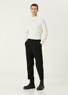 Черные укороченные брюки с двойной складкой Ami