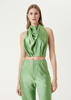 Зеленая укороченная блузка с драпировкой Cult Gaia