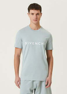 Голубая футболка с логотипом Givenchy