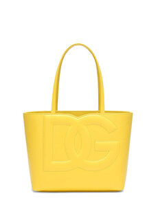 Маленькая желтая кожаная сумка для покупок с логотипом dg Dolce&amp;Gabbana