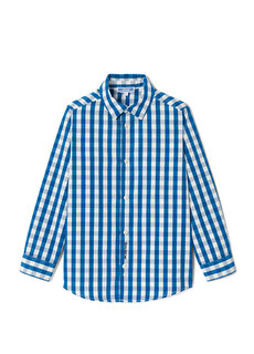Бело-синяя клетчатая рубашка для мальчика Jacadi Paris