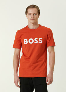 Оранжевая футболка с логотипом Boss