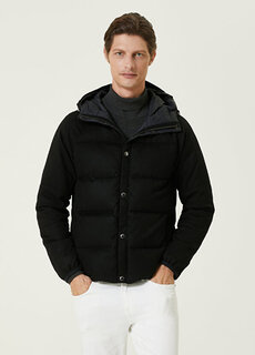 Черное кашемировое пальто с капюшоном Kiton