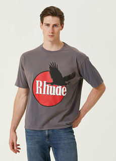 Темно-серая футболка с логотипом и принтом в виде фигурок Rhude