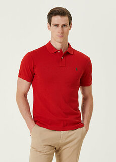 Красная футболка с воротником поло и вышитым логотипом Polo Ralph Lauren