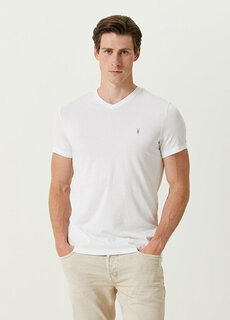 Белая футболка tonic с v-образным вырезом и вышитым логотипом AllSaints