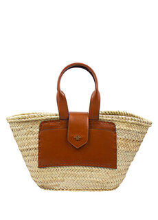 Rhodes bag коричневая женская сумка из кожи и льна с деталями LOVECAN &amp; BAG