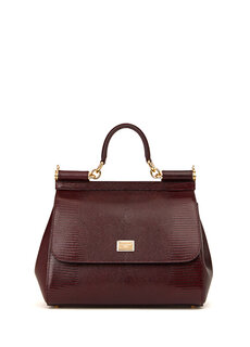 Женская кожаная сумка через плечо sicily среднего бордово-красного цвета Dolce&amp;Gabbana