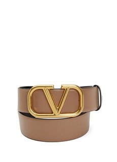 Женский кожаный ремень с черно-коричневой пряжкой с логотипом Valentino Garavani