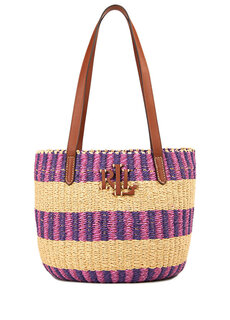 Бежево-фиолетовая женская сумка-шоппер Lauren Ralph Lauren