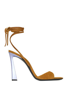 Светло-коричневые женские кожаные сандалии Saint Laurent