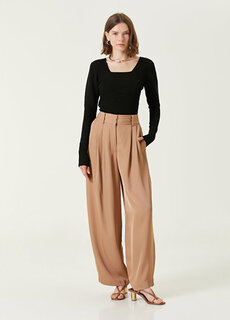 Светло-коричневые широкие брюки со складками By Malene Birger