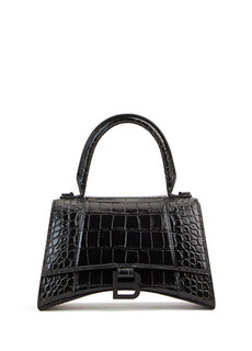 Черная женская сумка из кожи крокодила hourglass s Balenciaga