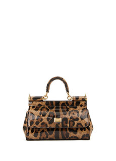 Женская кожаная сумка miss sicily с леопардовым узором Dolce&amp;Gabbana