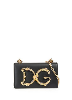 Черная женская кожаная сумка Dolce&amp;Gabbana