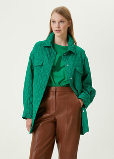 Зеленая стеганая куртка с классическим воротником Beymen