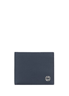 Классический мужской кожаный кошелек темно-синего цвета Cachee Concept