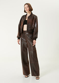 Темно-коричневые кожаные брюки Academia