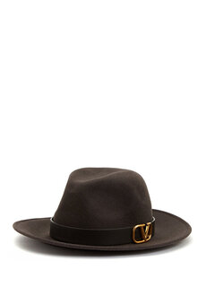 Женская шляпа-федора с коричневой пряжкой с логотипом Valentino Garavani