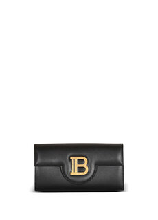 Женская кожаная мини-сумка с черным логотипом Balmain