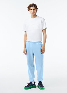 Голубые мужские спортивные штаны стандартного кроя с принтом Lacoste