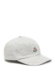 Серая мужская шляпа с логотипом Moncler