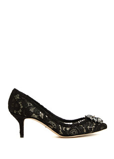 Кружевные радужные черные туфли на высоком каблуке Dolce&amp;Gabbana