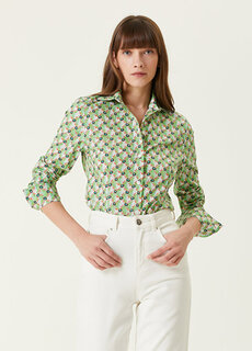 Зеленая классическая рубашка с цветочным воротником Etro