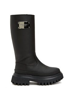 Кожаные ботинки для девочек с черным логотипом Dolce&amp;Gabbana