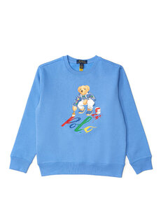Синий свитшот для мальчика с принтом teddy bear Polo Ralph Lauren
