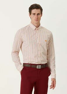 Рубашка с оранжевой полоской и узором Etro
