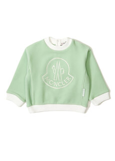 Толстовка для маленьких девочек с светло-зеленым логотипом Moncler