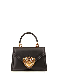 Маленькая черная женская кожаная сумка через плечо devotion Dolce&amp;Gabbana
