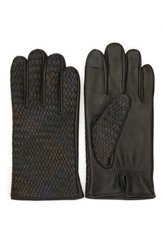 Stanilas черные мужские кожаные перчатки AGNELLE