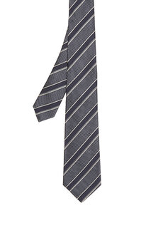 Серый шелковый галстук в полоску Kiton