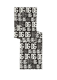 Черно-белый женский кашемировый шарф с жаккардовым логотипом и логотипом Dolce&amp;Gabbana