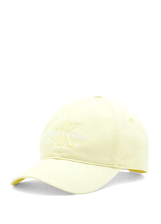 Желтая женская шапка из органического хлопка с монограммой Calvin Klein