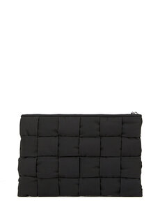 Кассетный маленький черный женский портфель для рук Bottega Veneta