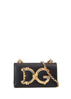 Черная женская кожаная сумка dg girls Dolce&amp;Gabbana