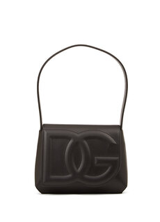 Женская кожаная сумка через плечо с черным логотипом Dolce&amp;Gabbana