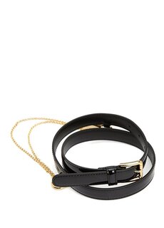 Женский кожаный ремень с черным логотипом Dolce&amp;Gabbana