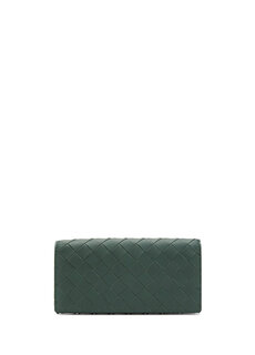 Зеленый мужской кожаный кошелек Bottega Veneta