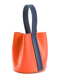 Женская кожаная сумка-шоппер с оранжевым темно-синим логотипом Thestance.co