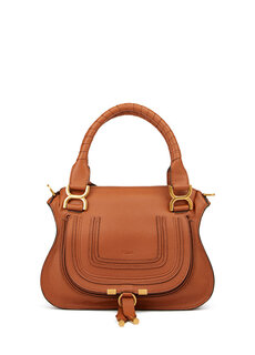 Женская кожаная сумка marcie с коричневым логотипом Chloe